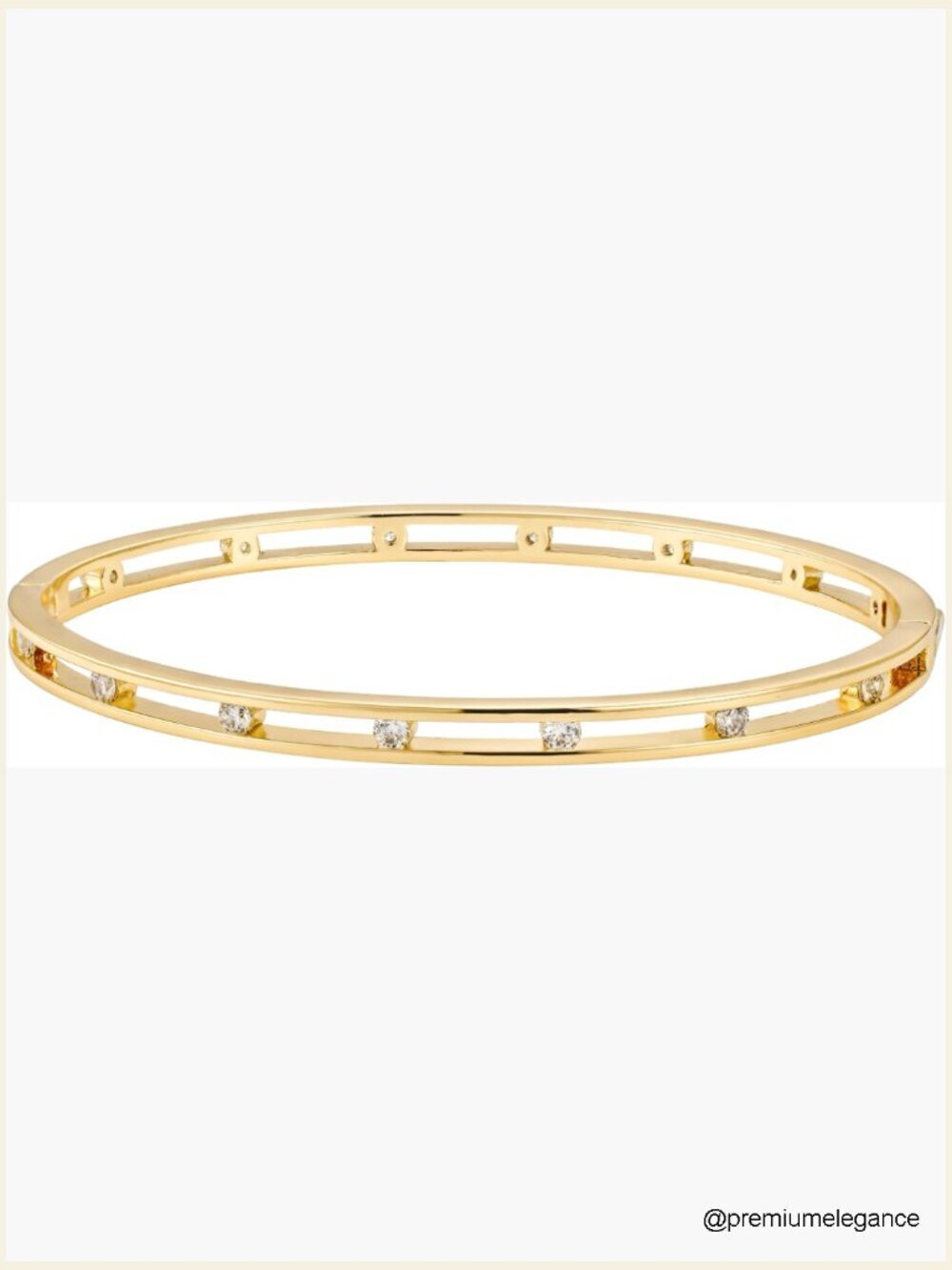 Stacking CZ Diamond Bangle Bracelet, 18K Gold Plated Silver, Adjustable